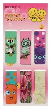 Набор закладок для книг магнитных 6 штук