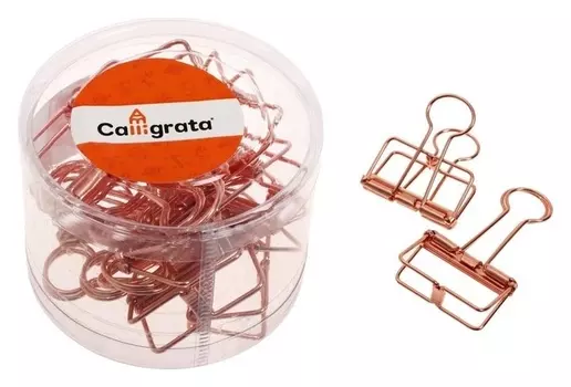 Набор зажимов для бумаг 10 штук, 32мм розовое золото