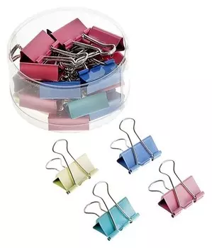 Набор зажимов для бумаг, 32 мм, цветных, 4 цвета