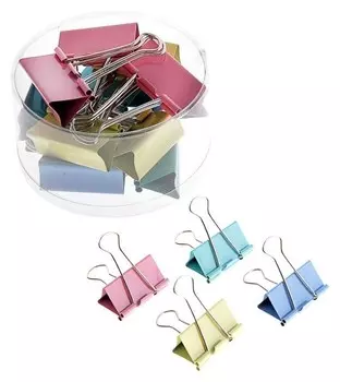 Набор зажимов для бумаг, 51 мм, цветных, 4 цвета