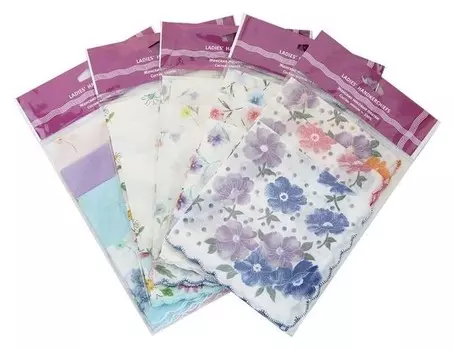 Набор женских носовых платков в пакете этника, 30х30, 3 шт. х/б