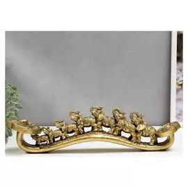 Нэцке полистоун бронза "Семь слонов на жезле Жуи" 10,3х37,8х8,5 см