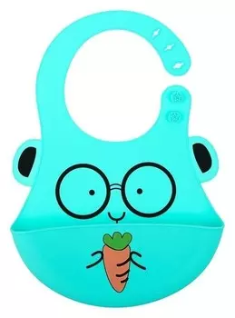 Нагрудник детский силиконовый «Зайчик», цвет голубой