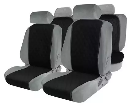 Накидки на сиденья, перед+зад, велюр, черный, набор 5 шт