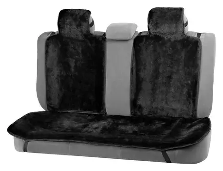 Накидки на заднее сиденье, нат. шерсть, 135 х 55 и 75 х 55 см, черный, набор 3 шт