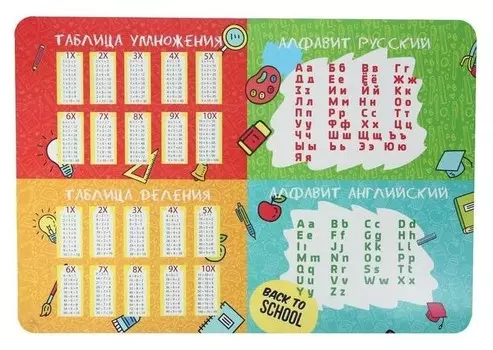 Накладка на стол, пластиковая, А2, 640 х 430 мм, 400 мкм, нпд-3, Back To School