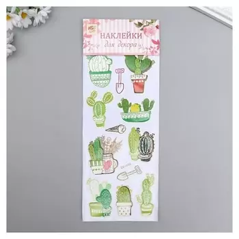 Наклейка бумага "Кактусы в горшках" 28,5х10,5 см