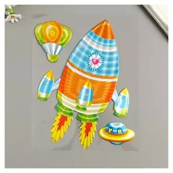 Наклейка бумага "Ракета" 25х20 см