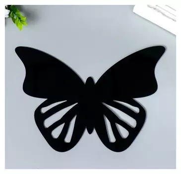Наклейка интерьерная зеркальная "Бабочка ажурная" чёрная 21х15 см