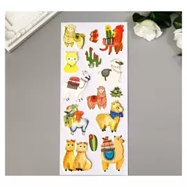 Наклейка картон объёмная "Ламы" 28х10,5 см