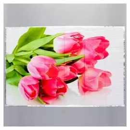 Наклейка на кафельную плитку "Розовые тюльпаны на столе" 60х90 см