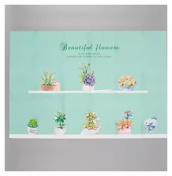 Наклейка на кафельную плитку "Суккуленты в горшочках" 60х90 см