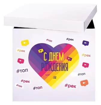 Наклейка на коробку-сюрприз «С днём рождения» соцсети, 42х30 см