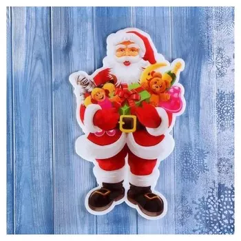 Наклейка на стекло "Дед мороз с игрушками" 11х17,5 см