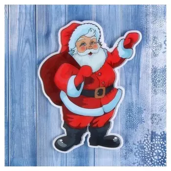 Наклейка на стекло "Дед мороз с мешком подарков" 13,5х17,5 см