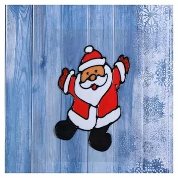 Наклейка на стекло "Дед мороз счастливчик" 10х13 см