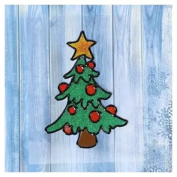 Наклейка на стекло "Шары на ёлке" 11х15,8 см