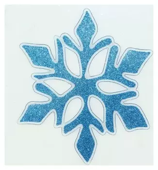 Наклейка на стекло "Синяя снежинка" блеск 10х12 см