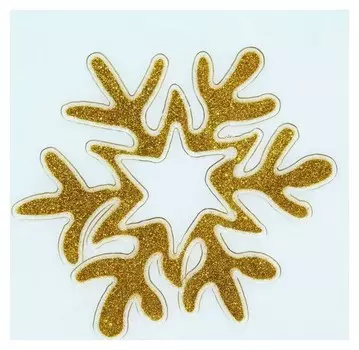 Наклейка на стекло "Снежинка с золотинкой" 10,5х12 см