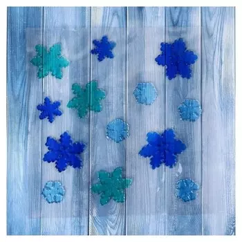 Наклейка на стекло "Снежинки мини" (Набор 13 шт) 18,5х18,5 см