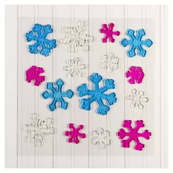 Наклейка на стекло "Снежинки угловатые" (Набор 15 шт) 24х24 см