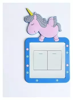 Наклейка на выключатель "Единорог" объемная, светится в темноте 8,6х8,6 см, 10,5х18 см