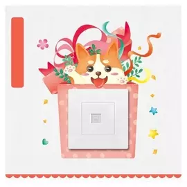 Наклейка на выключатель "Корги с лентами" 20х22,5 см