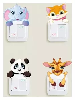 Наклейка на выключатель "Милая зверушка" 10х10 см