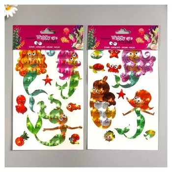 Наклейка пластик глазки "Русалочки" голография 25х14 см