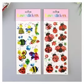 Наклейка пластик голография "Букашки" 29х11 см