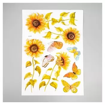 Наклейка пластик интерьерная 3D "Подсолнухи" 50х35 см