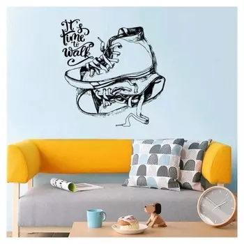 Наклейка пластик интерьерная чёрная "Кеды" 50х70 см