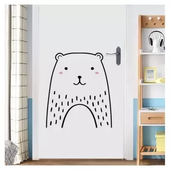 Наклейка пластик интерьерная чёрная "Медвежонок" 29х26 см