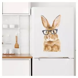 Наклейка пластик интерьерная цветная "Кролик в очках" 26х46,4 см