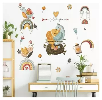 Наклейка пластик интерьерная цветная "Курочки" 20х30 см