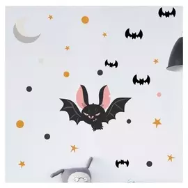 Наклейка пластик интерьерная цветная "Летучие мыши" 40х60 см