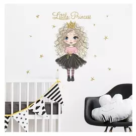 Наклейка пластик интерьерная цветная "Малышка в чёрной юбочке" 30х60 см