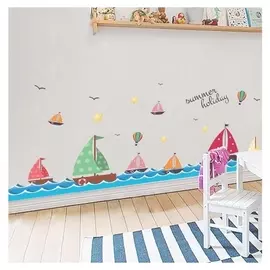 Наклейка пластик интерьерная цветная "Парусники в море" 50х70 см