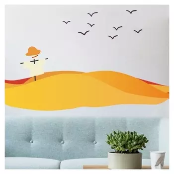 Наклейка пластик интерьерная цветная "Пшеничные поля" 24х60 см