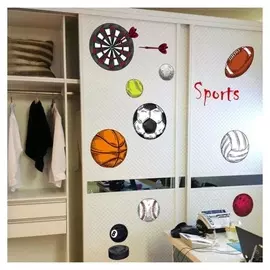 Наклейка пластик интерьерная цветная "Спортивные атрибуты" 50х70 см