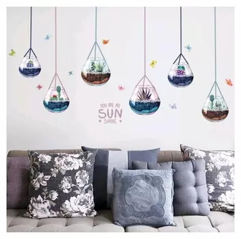 Наклейка пластик интерьерная "Флорариумы с суккулентами" 50х70 см