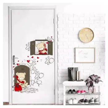 Наклейка пластик интерьерная "Медвежата - телефонный разговор" 45х60 см