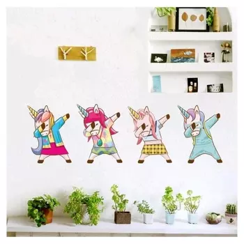 Наклейка пластик интерьерная "Модные единороги" 45х60 см