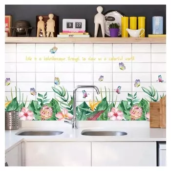 Наклейка пластик интерьерная "Тропические цветы" 50х70 см