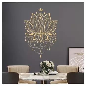 Наклейка пластик интерьерная золото "Цветок лотоса" 40х60 см