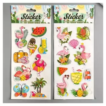 Наклейка пластик многослойная "Фламинго" 32х13,5 см