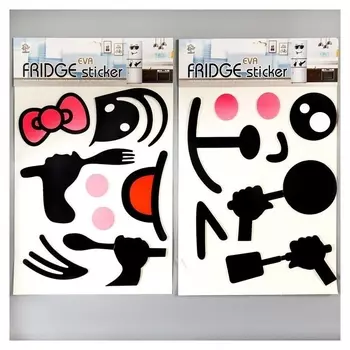 Наклейка пластик на шкаф/холодильник "Мордашки" 53х33 см