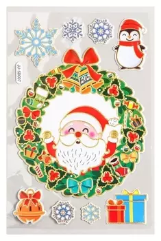 Наклейка пластик "Новогодний венок" 17х27 см