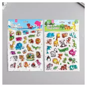 Наклейка пластик объёмные "Животные" 24,5х16,5 см