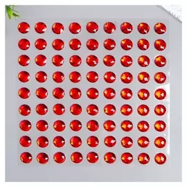 Наклейка пластик стразы "Круглые кристаллы"красные 28,5х23,5 см